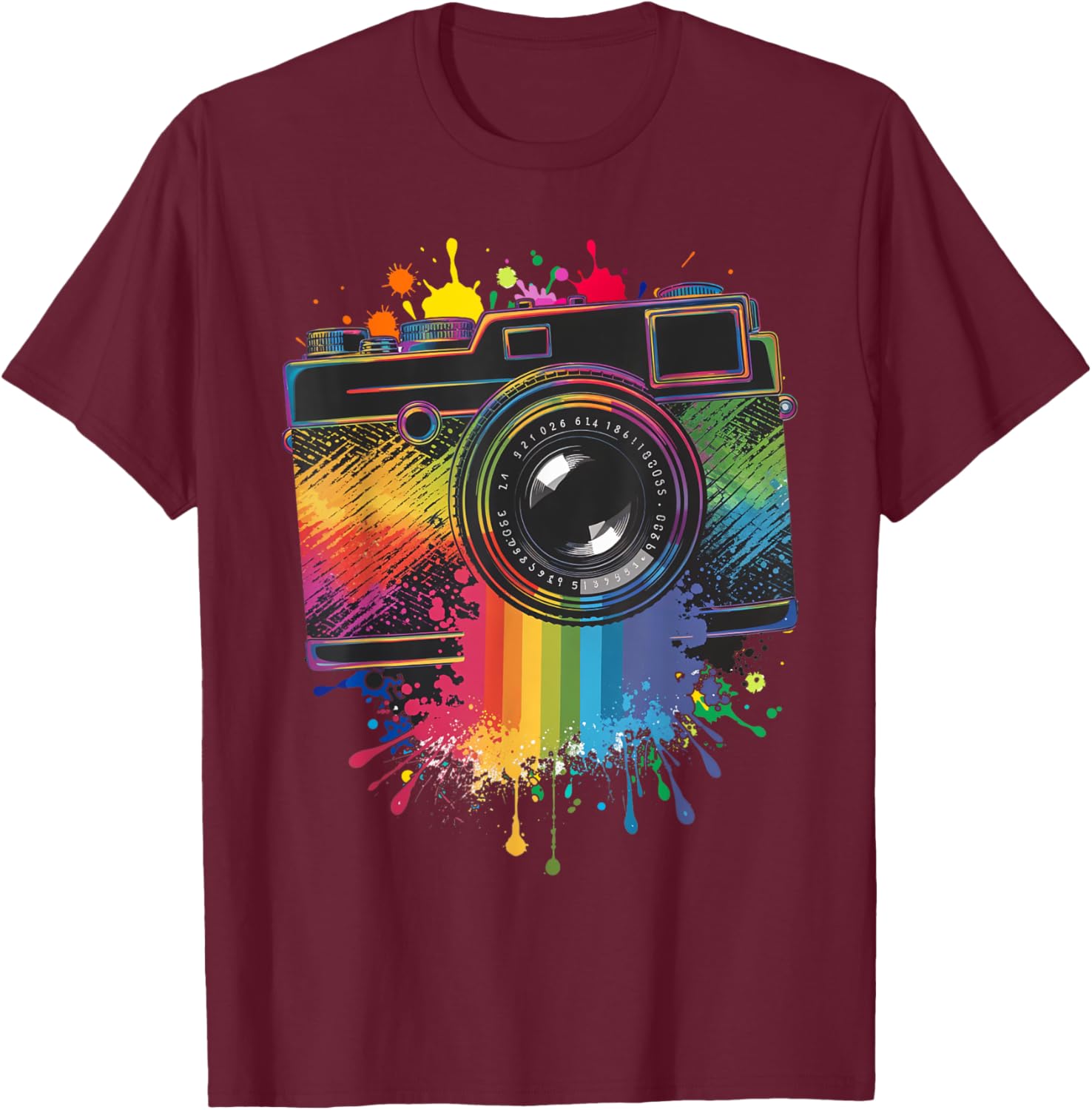 Photography Art Camera Rainbow Photographer T-Shirt - T-Shirt | Maroon