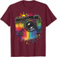 Photography Art Camera Rainbow Photographer T-Shirt - T-Shirt | Maroon