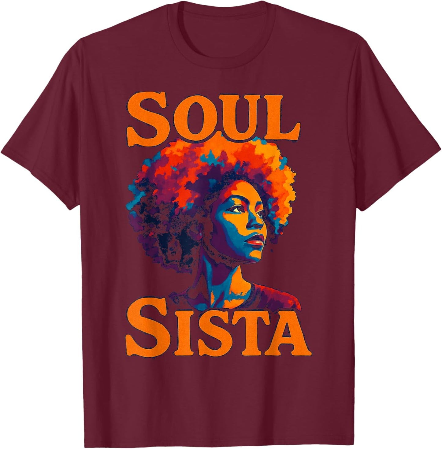 Soul Sista Vintage Pop Art Illustration T-Shirt - T-Shirt | Maroon