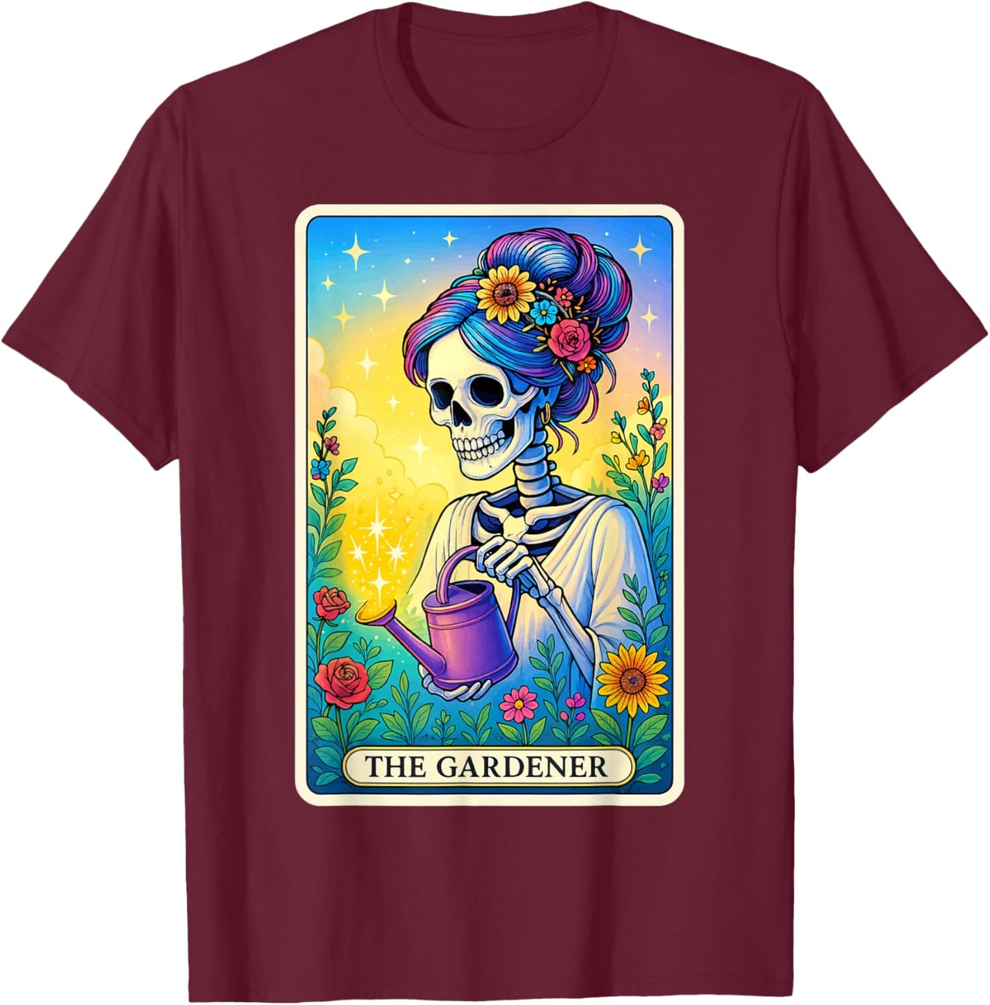The Gardener Tarot Card T-Shirt - T-Shirt | Maroon
