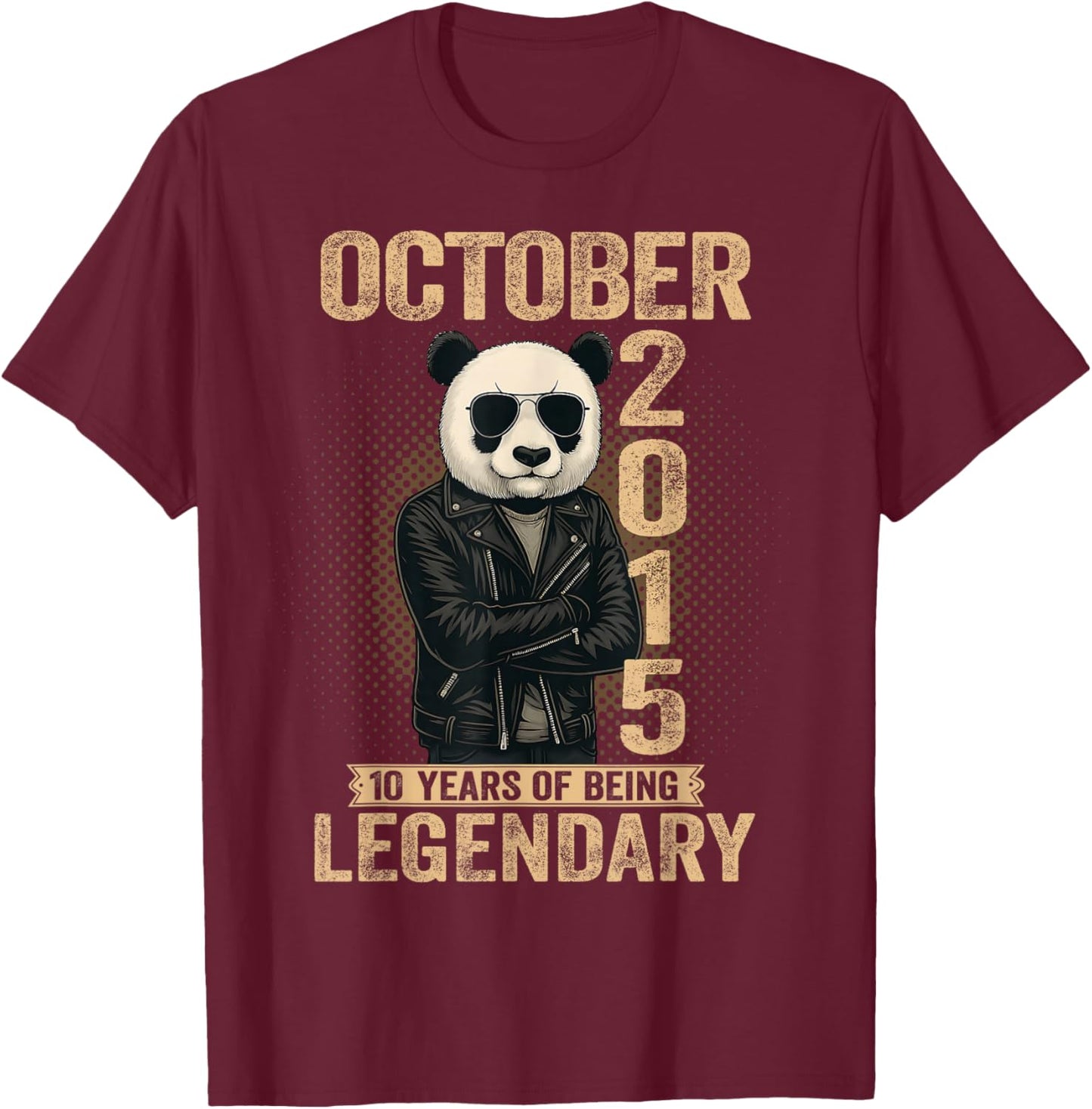 October 10th Birthday Men Women 2015 Awesome Panda Lovers T-Shirt - T-Shirt | Maroon