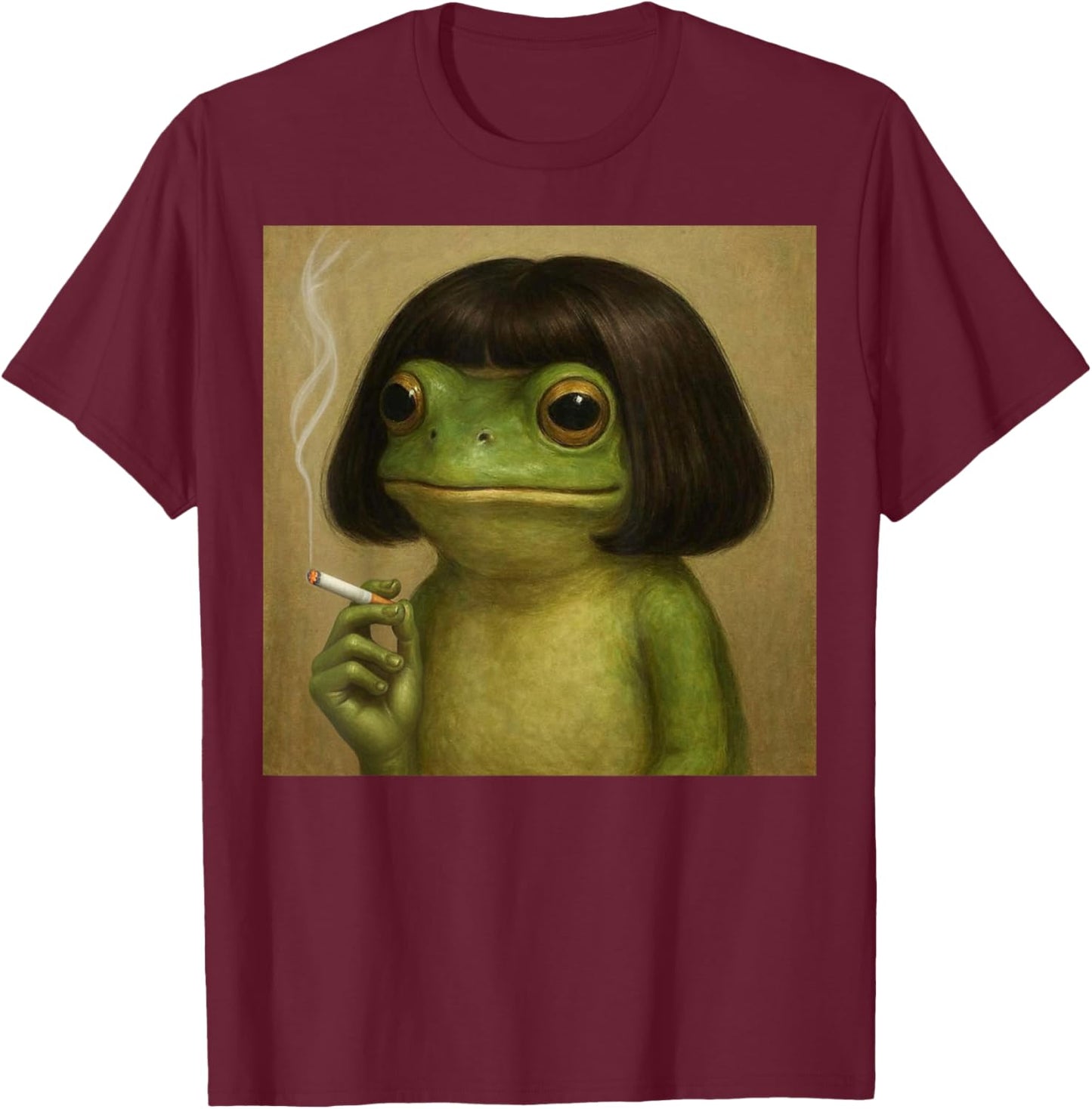 Funny Frog Bob Haircut Smoking Meme Women T-Shirt - T-Shirt | Maroon