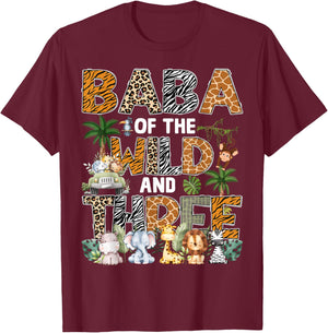 Baba Of The Wild Three Zoo 3Rd Birthday Safari Jungle T-Shirt - T-Shirt | Maroon
