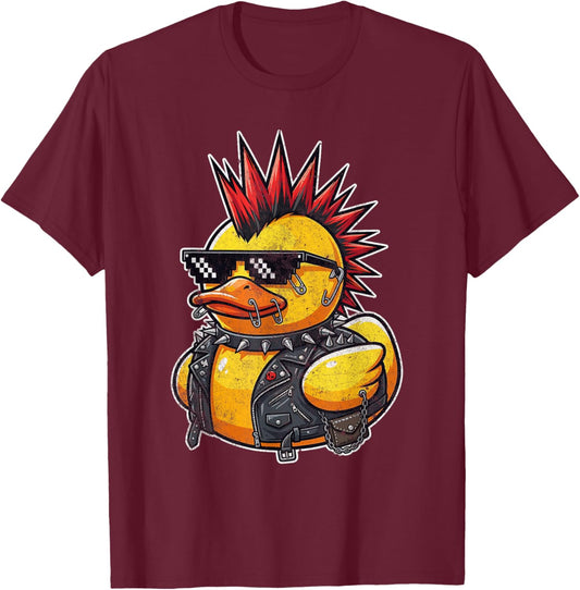 Funny Punk Rubber Duck T-Shirt - T-Shirt | Maroon