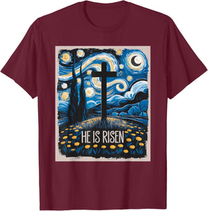 Starry Night Jesus Art Spiritual Christian Faith Easter T-Shirt - T-Shirt | Maroon