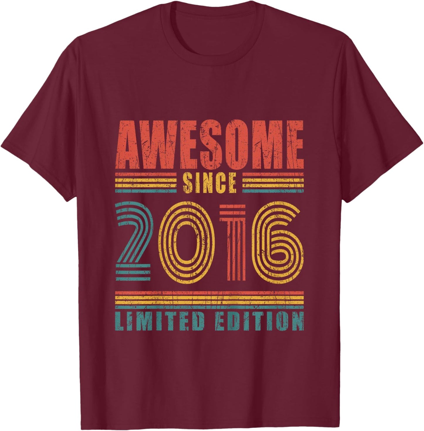 Kids 10th Birthday Awesome Since 2016 Vintage 10 Birthday T-Shirt - T-Shirt | Maroon