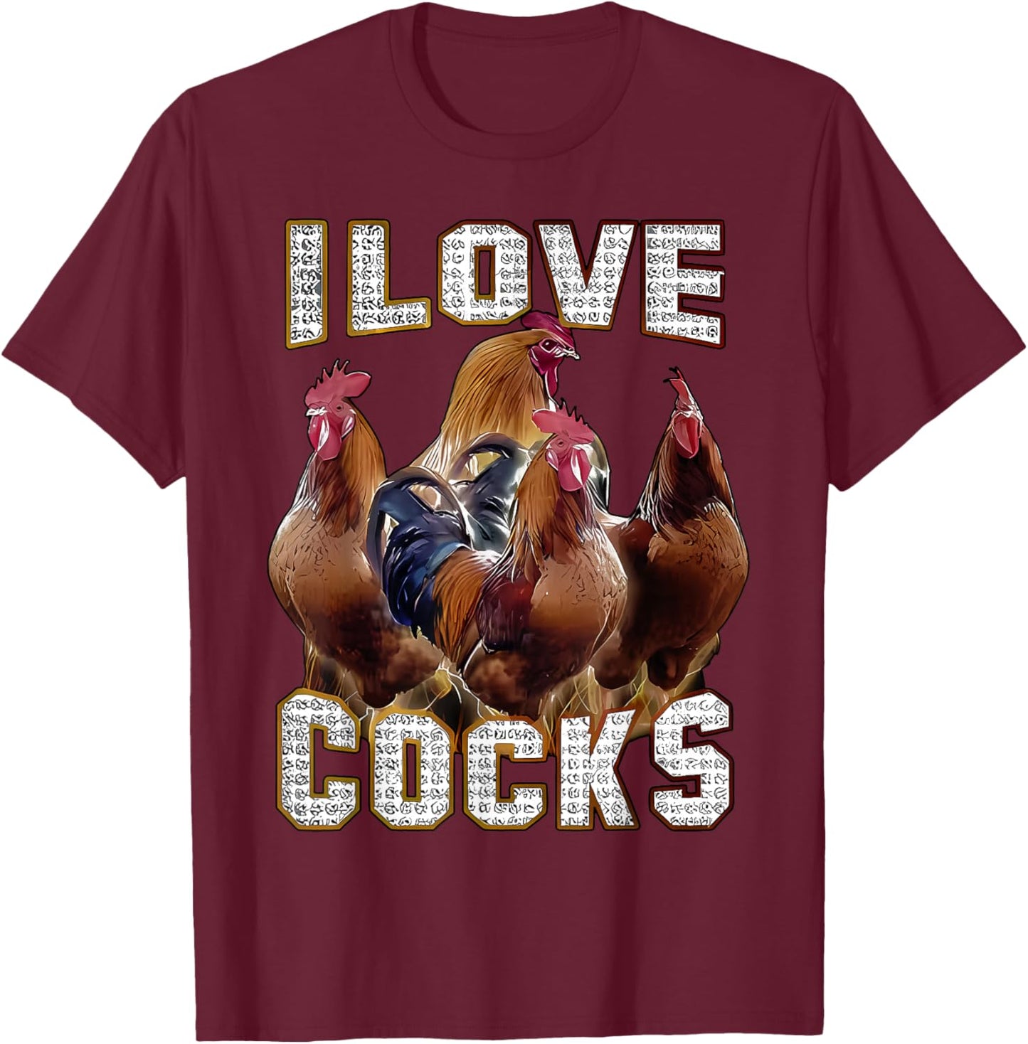 I Love Tails Funny Cockerels Memes Chicken Lovers , black, S T-Shirt - T-Shirt | Maroon