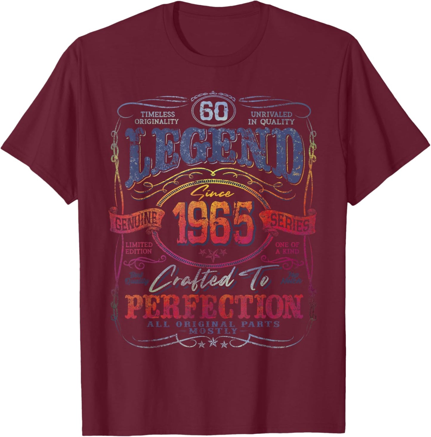 Vintage 1965 Limited Edition Shirt 60 year old 60th Birthday T-Shirt - T-Shirt | Maroon