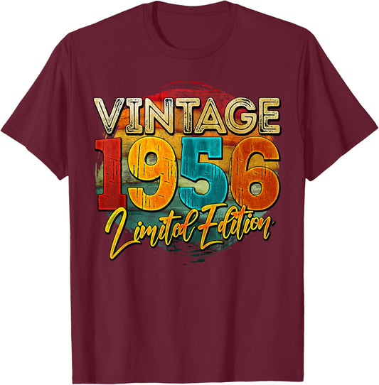 Vintage 70 Birthday Legend Turning 70yr Retro 1956 T-Shirt - T-Shirt | Maroon