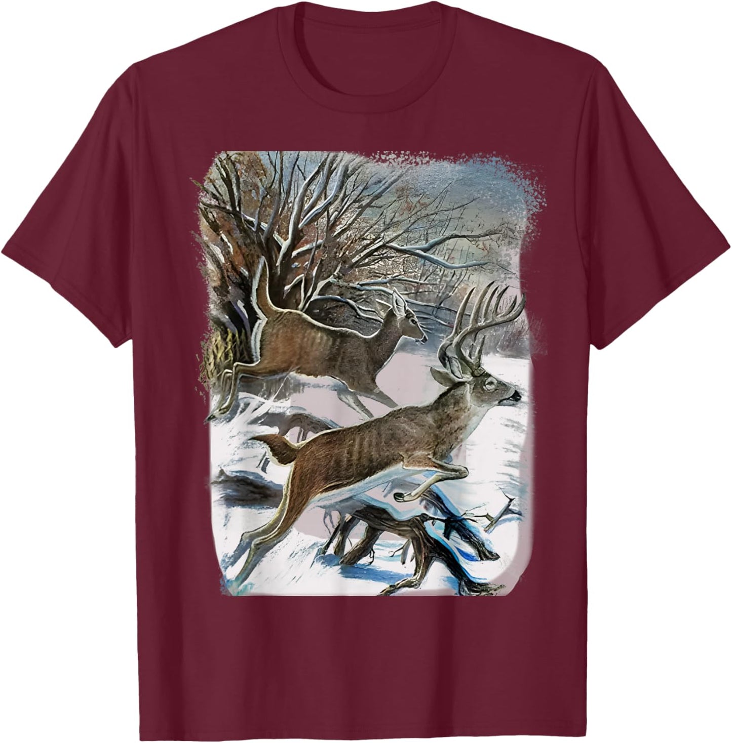 Vintage 90s Whitetail Deer T-Shirt - T-Shirt | Maroon