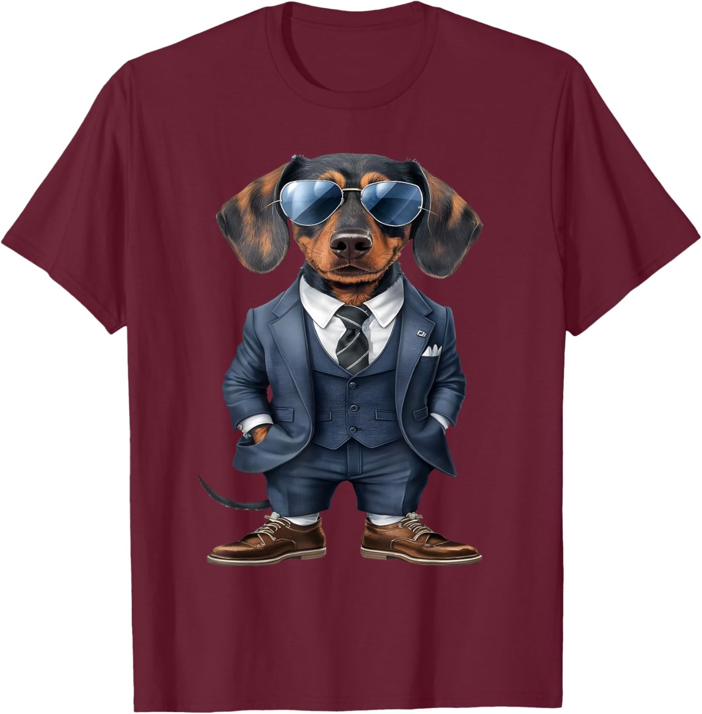 Dachshund Suit T-Shirt - T-Shirt | Maroon
