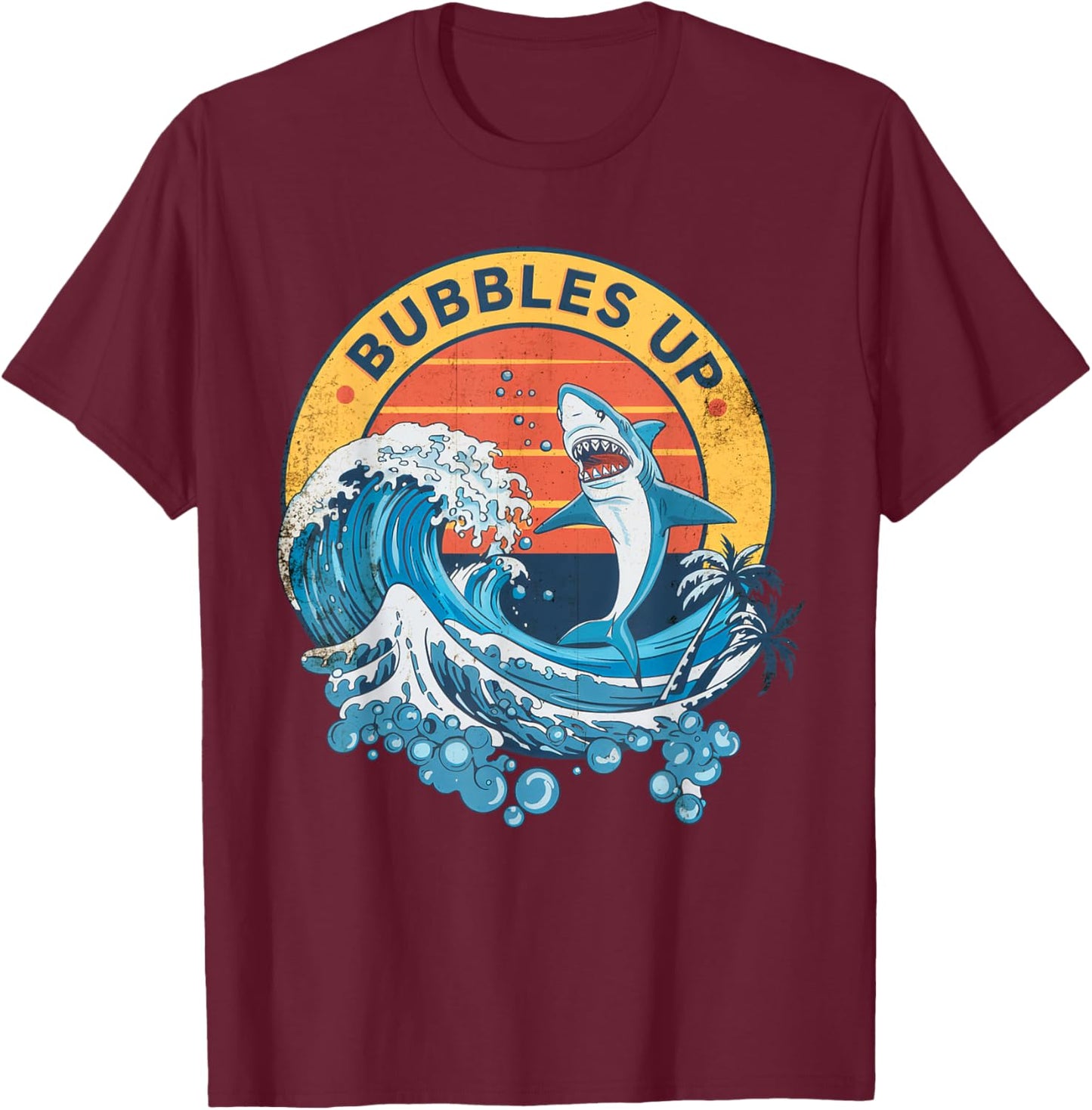 Bubbles Up Vintage Retro Shark Lover Women T-Shirt - T-Shirt | Maroon