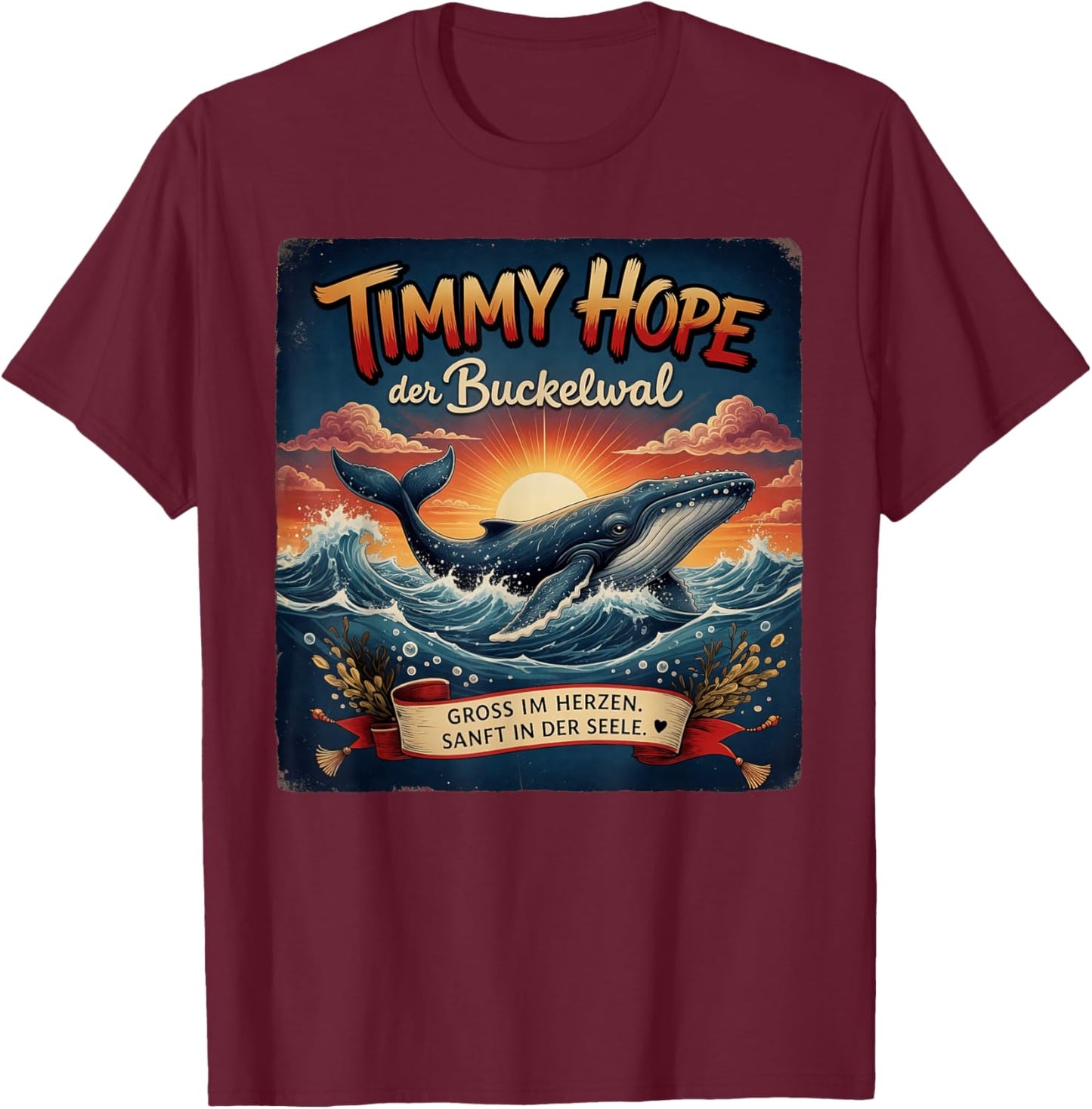 Timmy Hope Buckelwal Wal Meer Ozean Natur Design T-Shirt - T-Shirt | Maroon