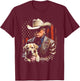 Trump and Golden Retriever Dog, American Flag Funny Cowboy T-Shirt - T-Shirt | Maroon
