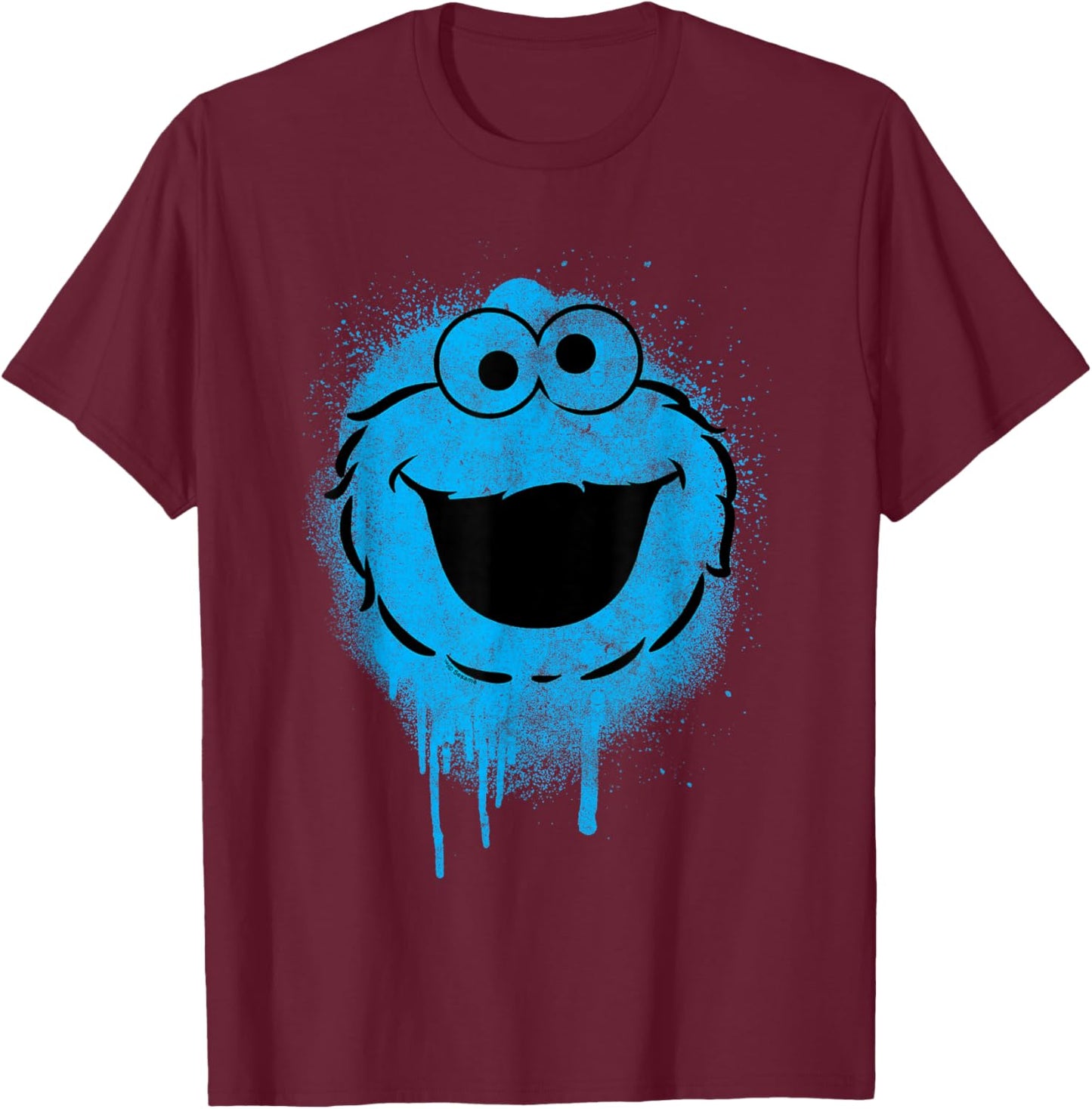 Sesame Street Cookie Monster Graffiti Face Halloween Costume T-Shirt - T-Shirt | Maroon