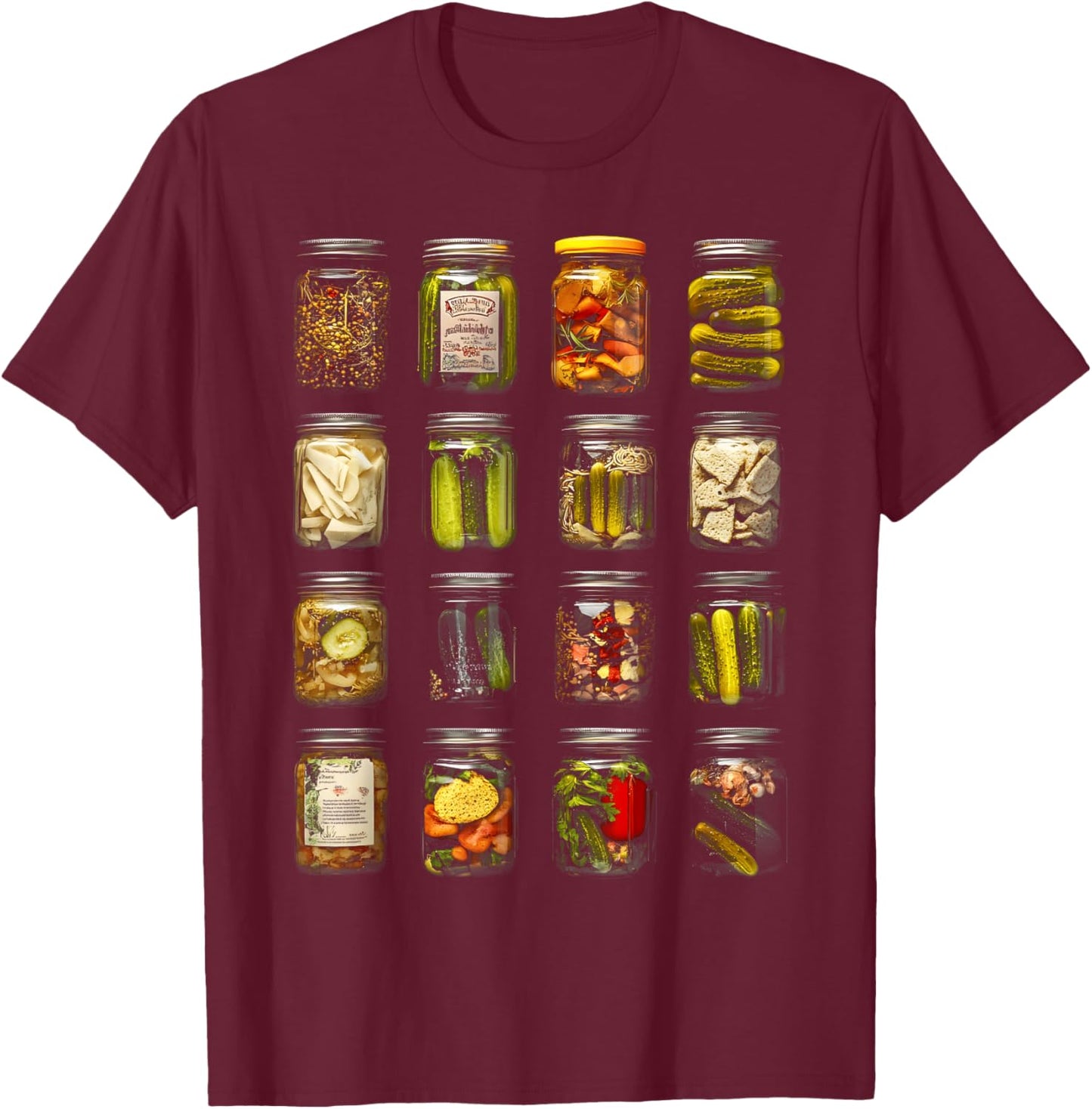 Adults Vintage Retro Canned Pickles Lovers T-Shirt - T-Shirt | Maroon