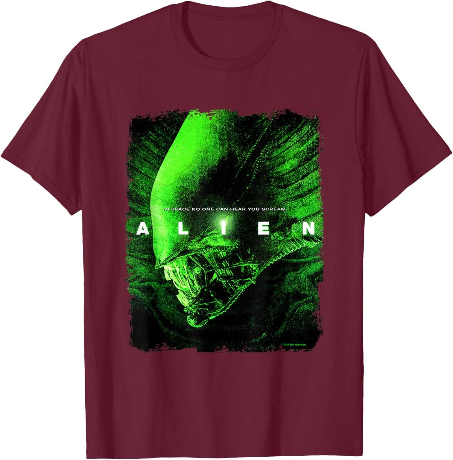 Aliens Iconic Xenomorph Neon Profile Big Chest Portrait T-Shirt - T-Shirt | Maroon