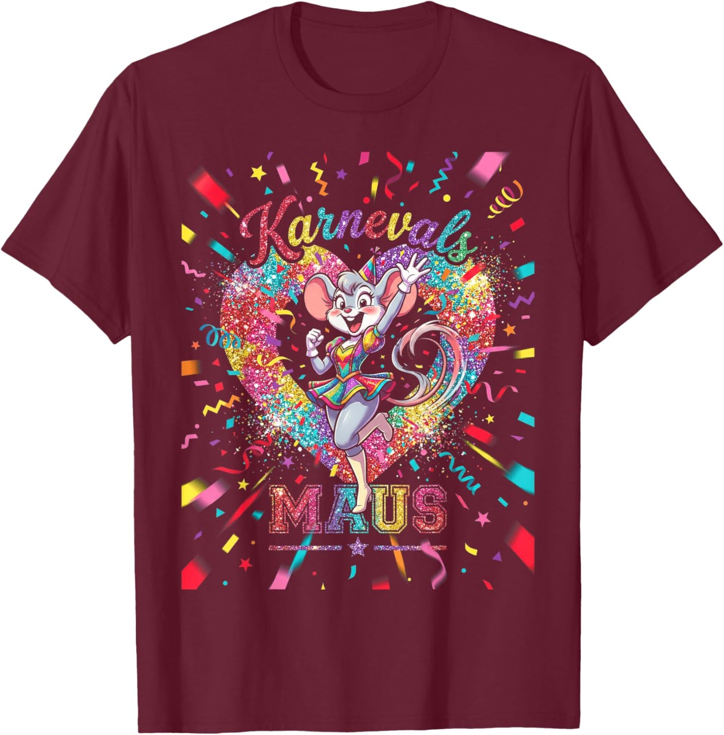 Carnival Mouse Women's Costume Replacement Cologne Carnival Party T-Shirt - T-Shirt | Maroon