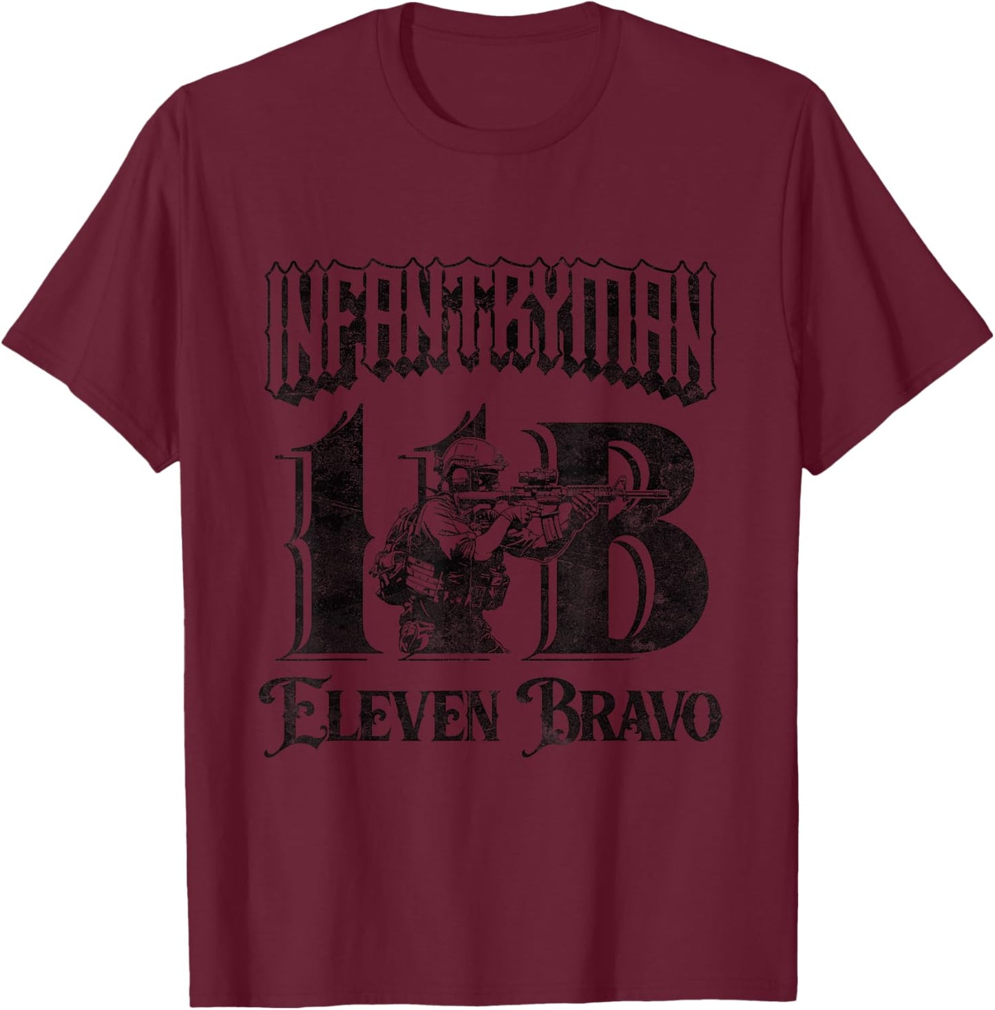 11 Bravo 11B Infantryman Military Combat Infantry Grunt T-Shirt - T-Shirt | Maroon