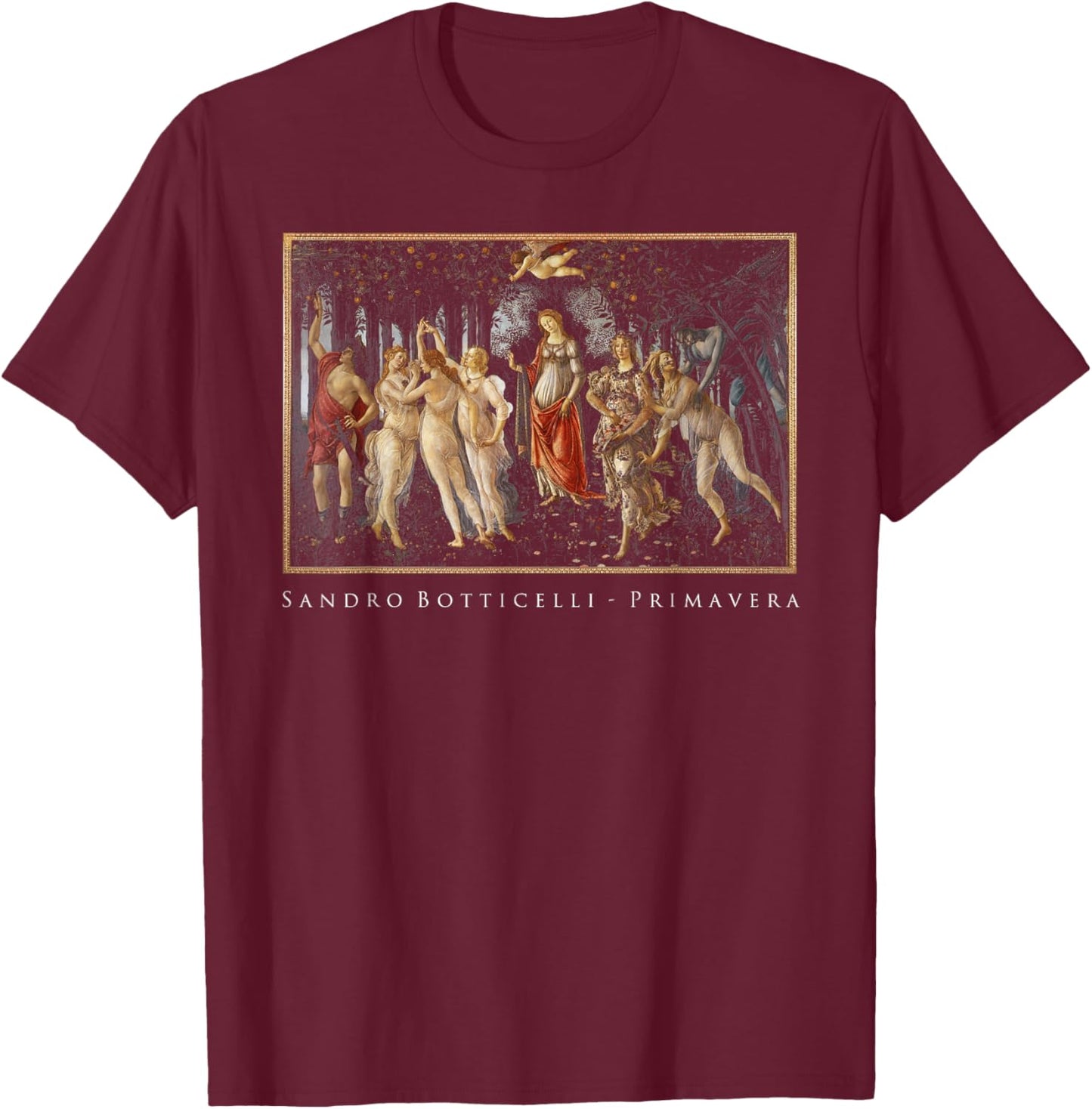 Primavera - Sandro Botticelli Black Metal Art Cover Mythic T-Shirt - T-Shirt | Maroon