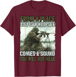 Bundeswehr sniper T ghillie camouflage suit KSK soldiers T-Shirt - T-Shirt | Maroon