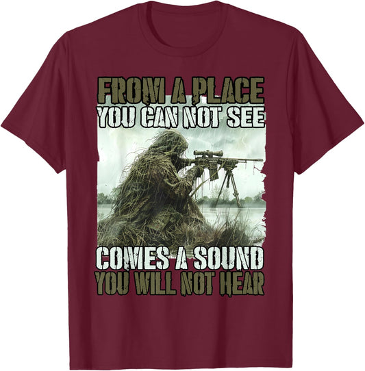 Bundeswehr sniper T ghillie camouflage suit KSK soldiers T-Shirt - T-Shirt | Maroon