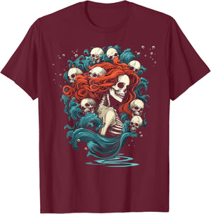 Zombie Mermaid Halloween Costume Spooky Trick Or Treat T-Shirt - T-Shirt | Maroon