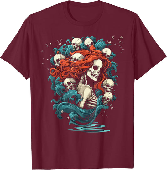 Zombie Mermaid Halloween Costume Spooky Trick Or Treat T-Shirt - T-Shirt | Maroon