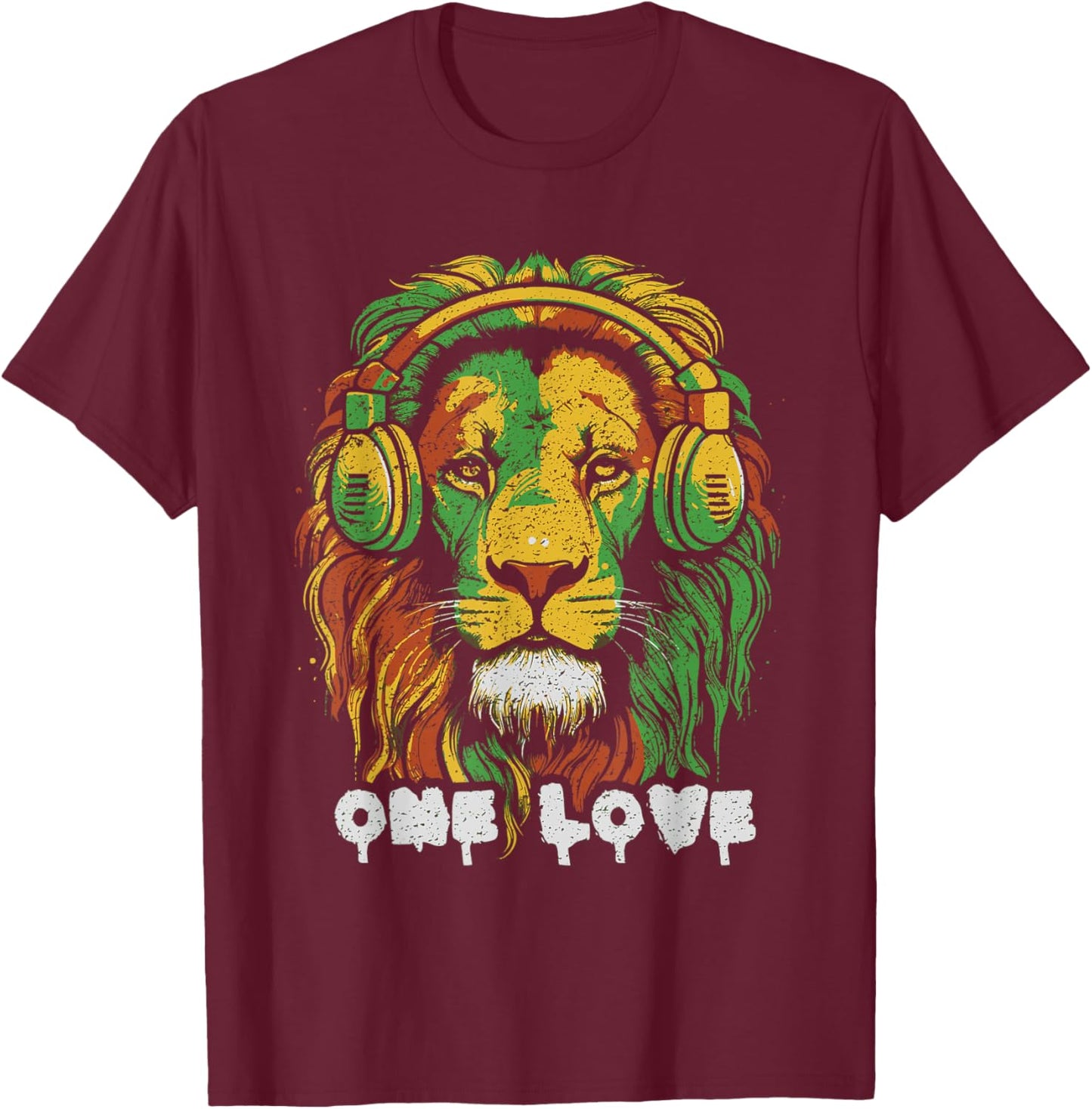 Rasta Lion Reggae Music Lion Of Judah Jamaican Pride T-Shirt - T-Shirt | Maroon