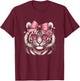 Tiger for Girls with Pink Glasses Graphic Art Design T-Shirt - T-Shirt | Maroon