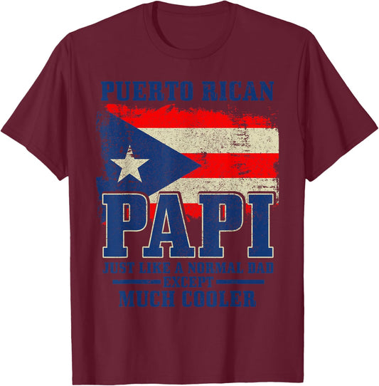 Puerto Rican Papi Dad Puerto Rico Pride Boricua Father's Day T-Shirt - T-Shirt | Maroon