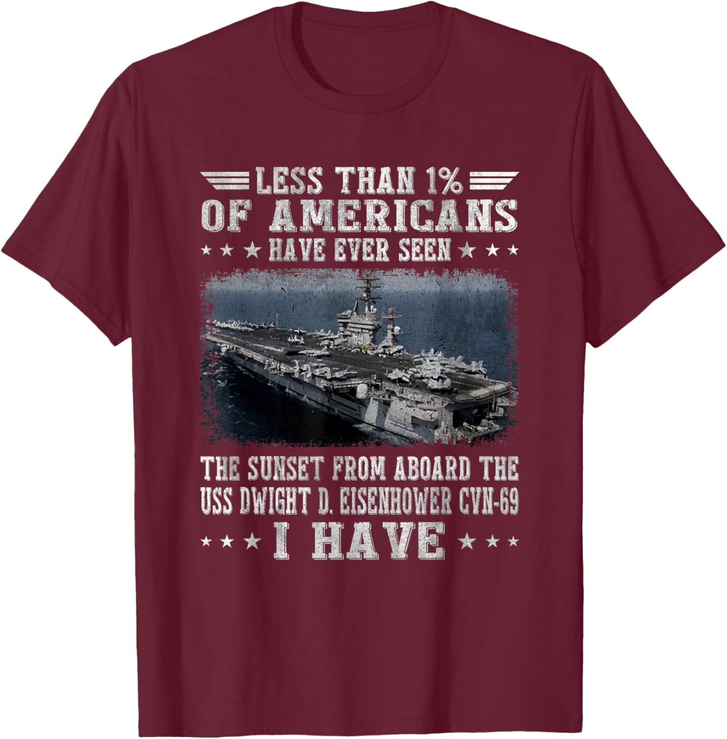 USS Dwight D. Eisenhower CVN-69 Aircraft Carrier Veteran T-Shirt - T-Shirt | Maroon
