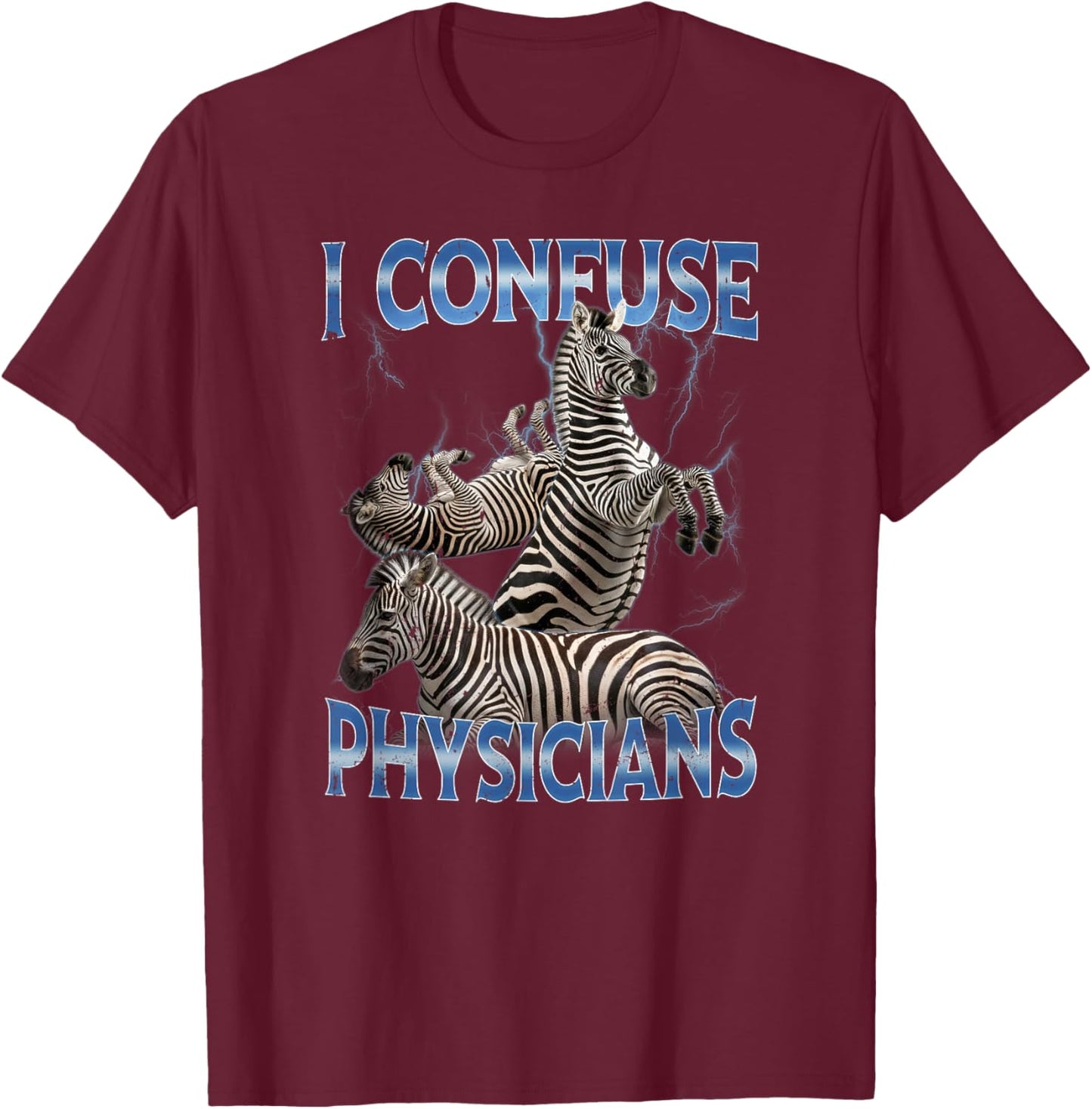 I Confuse Physicians Zebra Ribbon Rare Disease Awareness T-Shirt - T-Shirt | Maroon