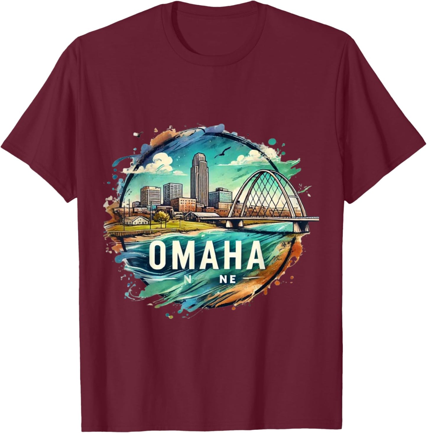 Omaha NE Nebraska T-Shirt - T-Shirt | Maroon