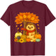 Thanksgiving Autumn Fall Hedgehog Leaf Fall Tree T-Shirt - T-Shirt | Maroon