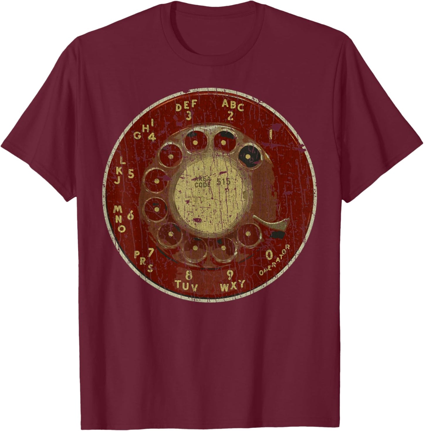 Rotary Dial 70s Vintage Retro Style Rotary Dial Phone T-Shirt - T-Shirt | Maroon
