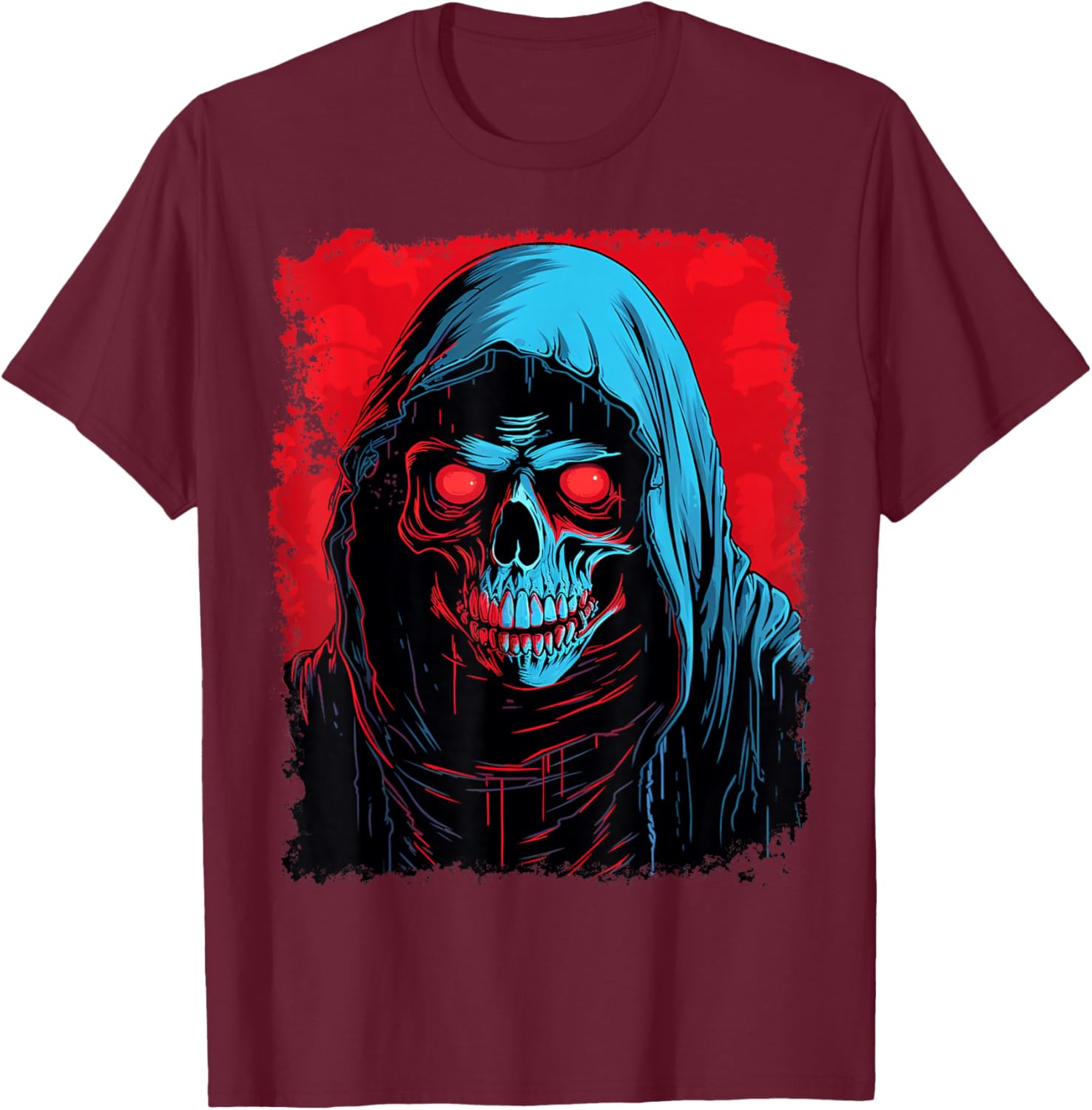 Pop Art Grim Reaper Death T-Shirt - T-Shirt | Maroon