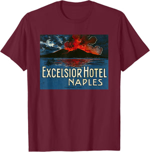 Excelsior Hotel Naples – Vintage Italy Coastal Design T-Shirt - T-Shirt | Maroon