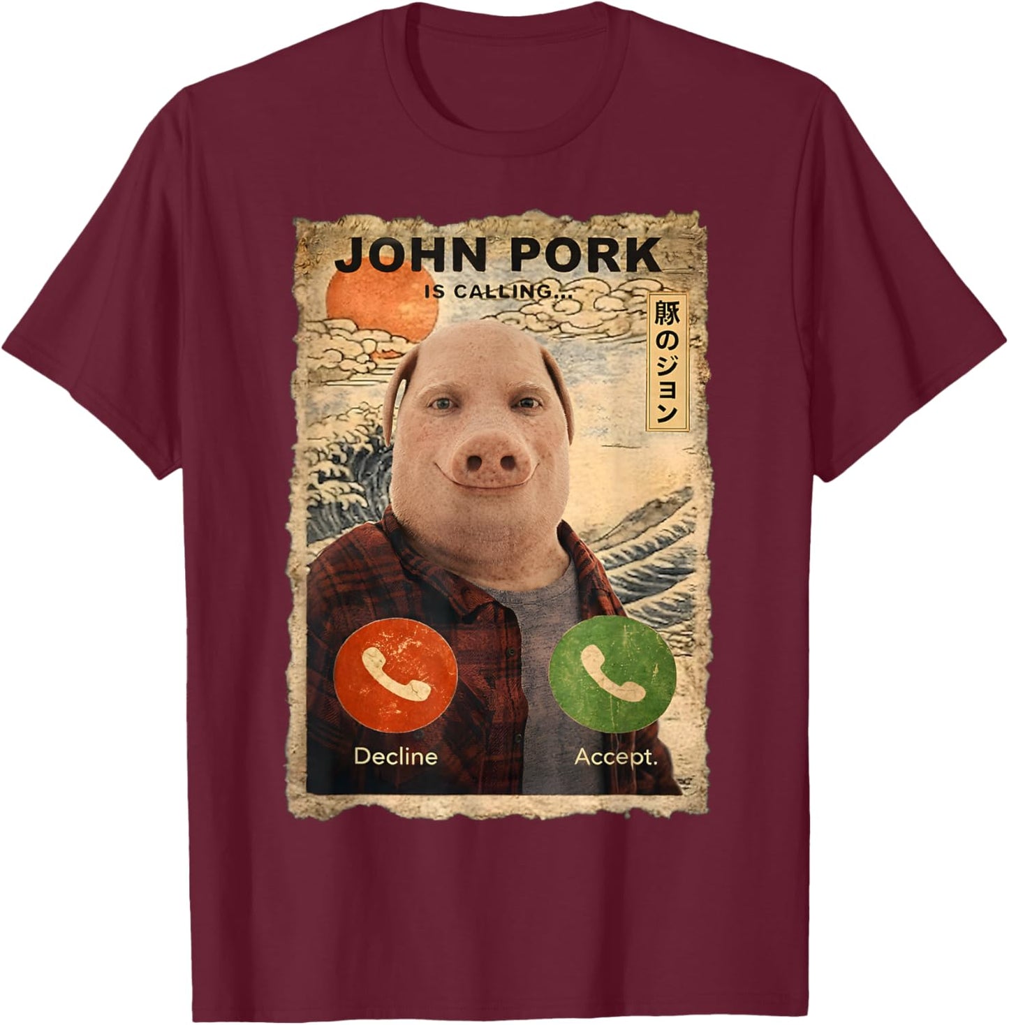 John Pork Funny Answer Call Phone Brainrot Gifts for Kid Boy T-Shirt - T-Shirt | Maroon