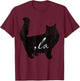 la/ Comma la/Comma la in A Black Cat Silhouette T-Shirt - T-Shirt | Maroon