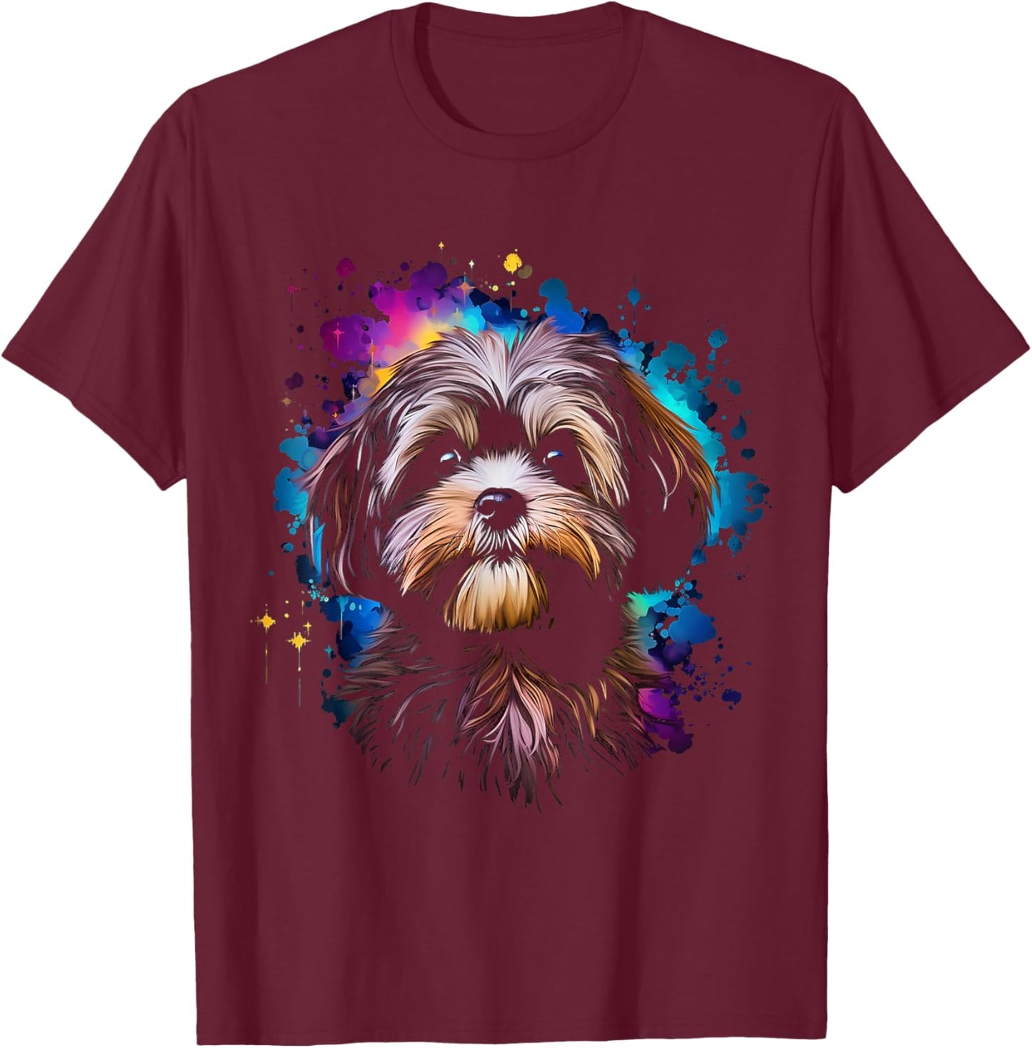Shih Tzu Graphic Pet Illustration Dog Shih Tzu T-Shirt - T-Shirt | Maroon