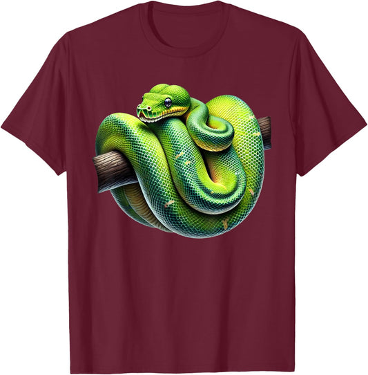 Green Tree Python Owner Reptiles for Snake Lover T-Shirt - T-Shirt | Maroon