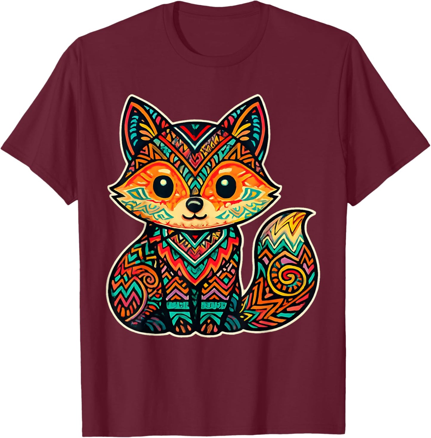 Mexican Aztec Mayan Fox Ancient Mesoamerican Mythology Art T-Shirt - T-Shirt | Maroon