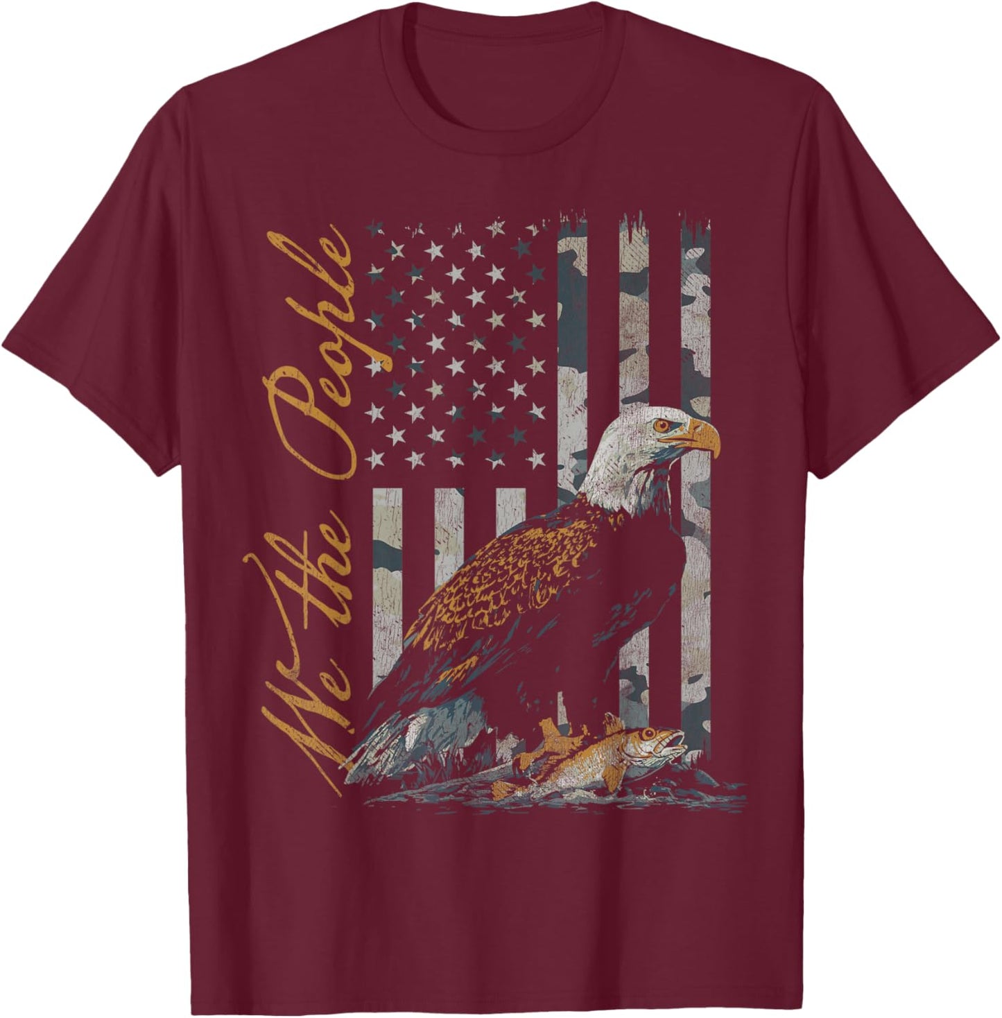 We The People American Flag Patriotic Bald Eagle T-Shirt - T-Shirt | Maroon