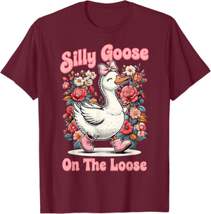 Silly Goose Mommy Funny Floral Silly Goose Mama Mother's Day T-Shirt - T-Shirt | Maroon