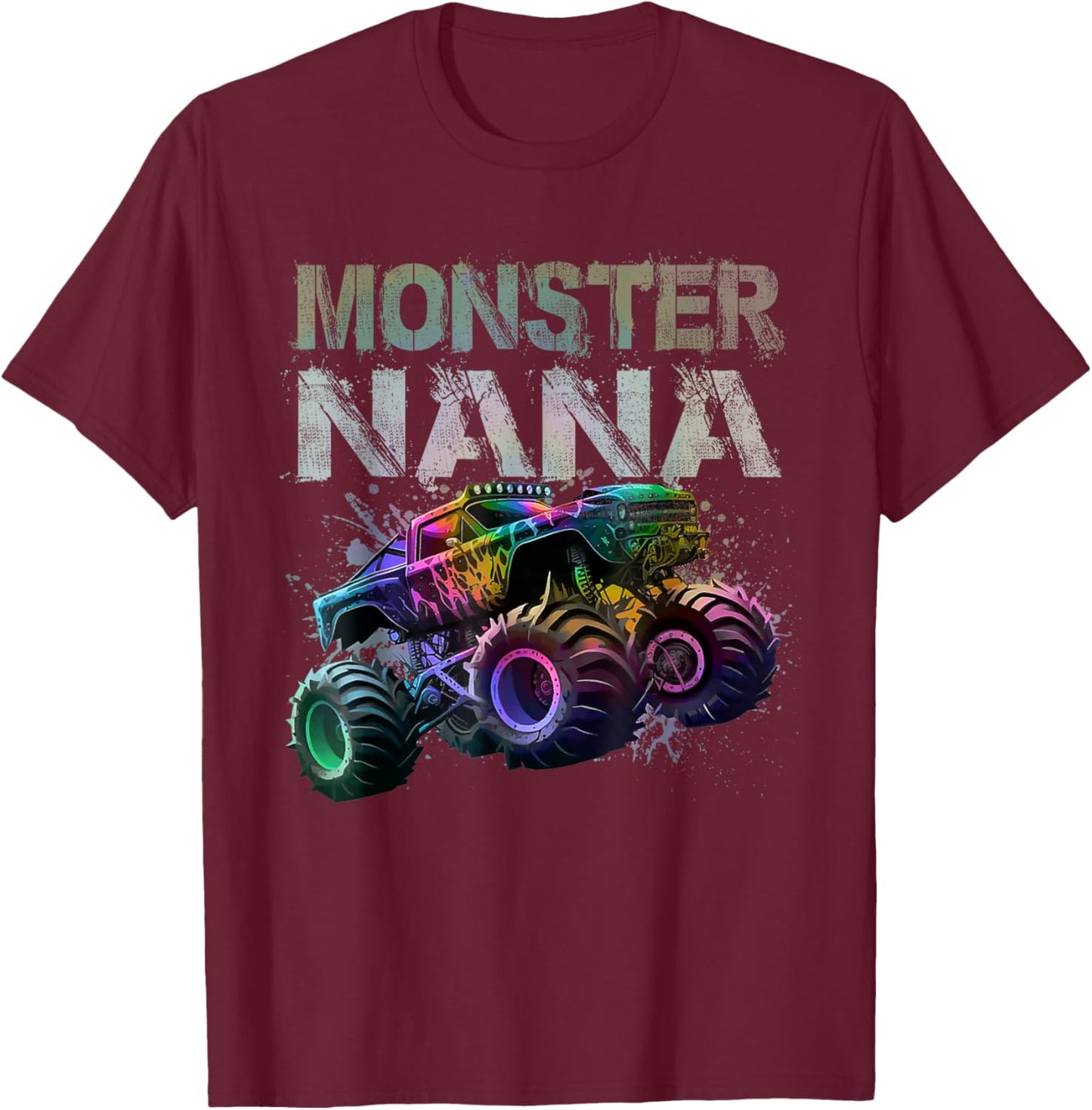 Monster Truck Nana Family Matching Monster Truck Tie Dye T-Shirt - T-Shirt | Maroon