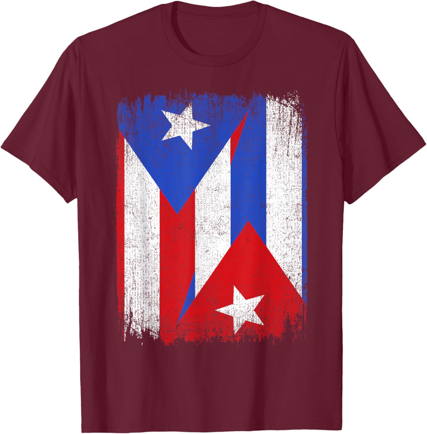 Half Puerto Rico Cuba Flag Cuban Pride Roots T-Shirt - T-Shirt | Maroon