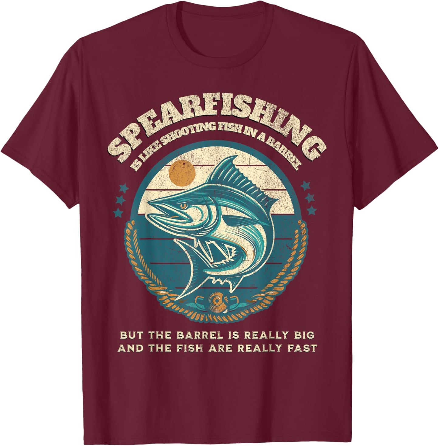 Funny Spearfishing Humor for Spearos, Like Fish in a Barrel T-Shirt - T-Shirt | Maroon