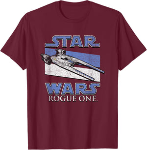 Star Wars Rogue One Iconic U-wing Fighter Distressed Poster T-Shirt - T-Shirt | Maroon