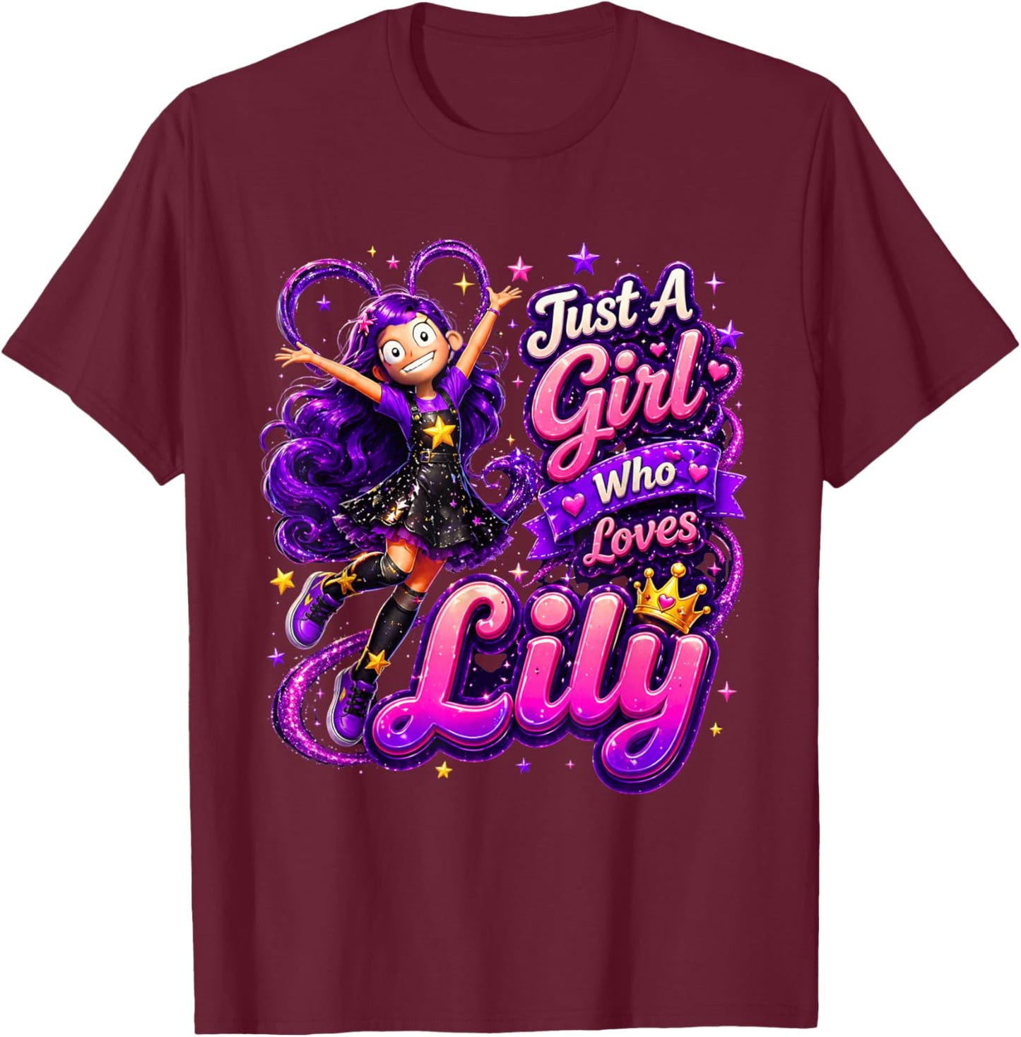 Just A Girl Who Loves Lily T-Shirt - T-Shirt | Maroon